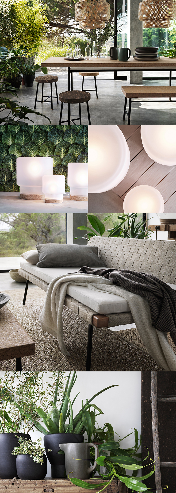 Sinnerlig soffa, bord, lampa, keramik och textil från Ikea.